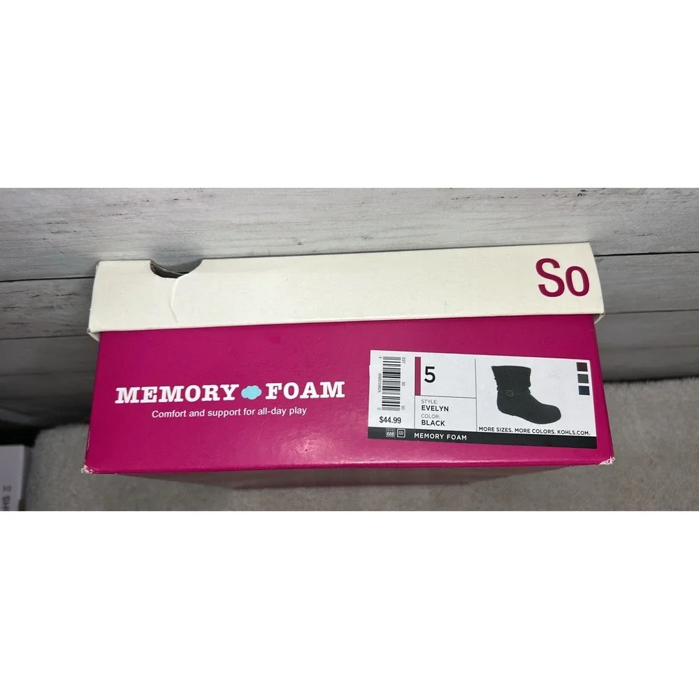NEW Kids Black Suede Ruched Boots Memory Foam Size 5 M Evelyn‎